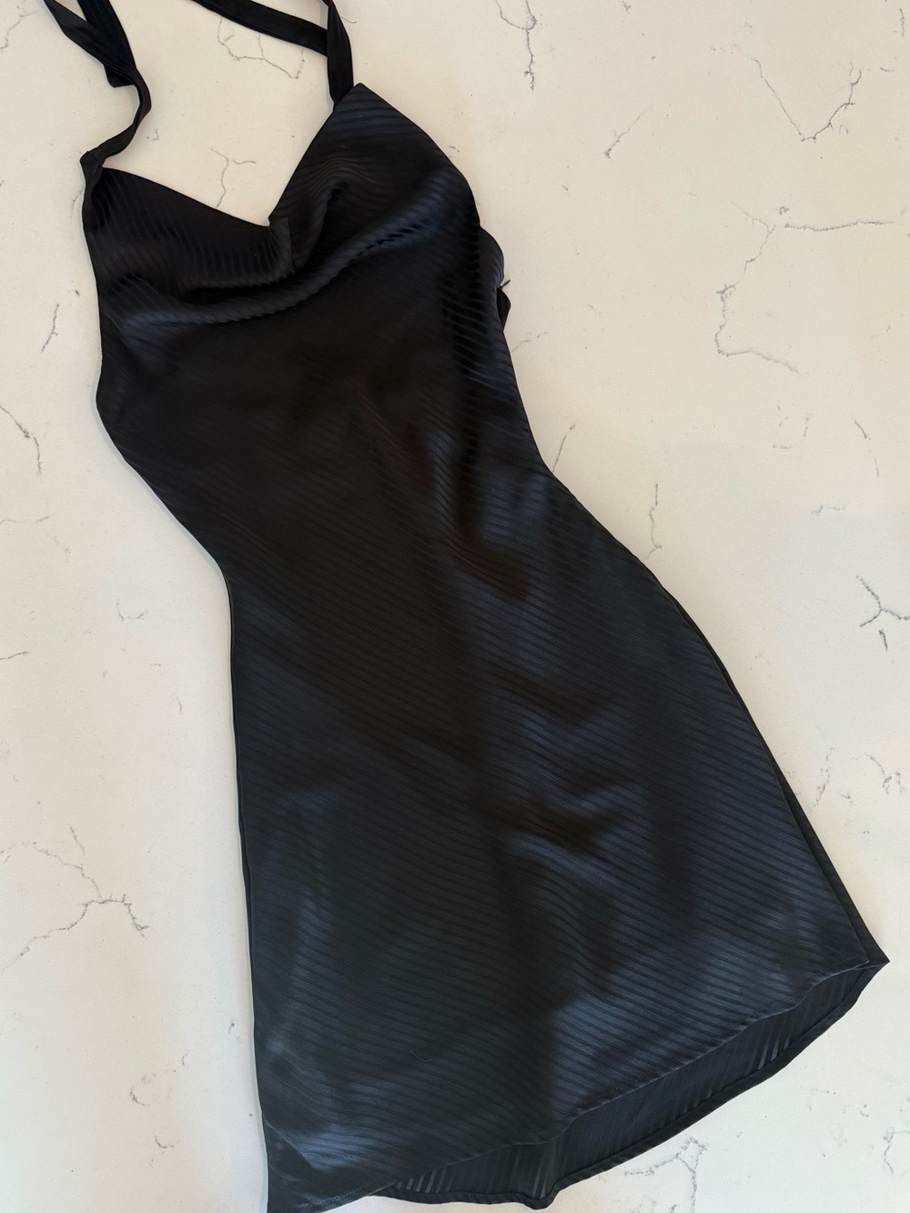 Le Lis Black Cowl Neck Mini Slip Dress